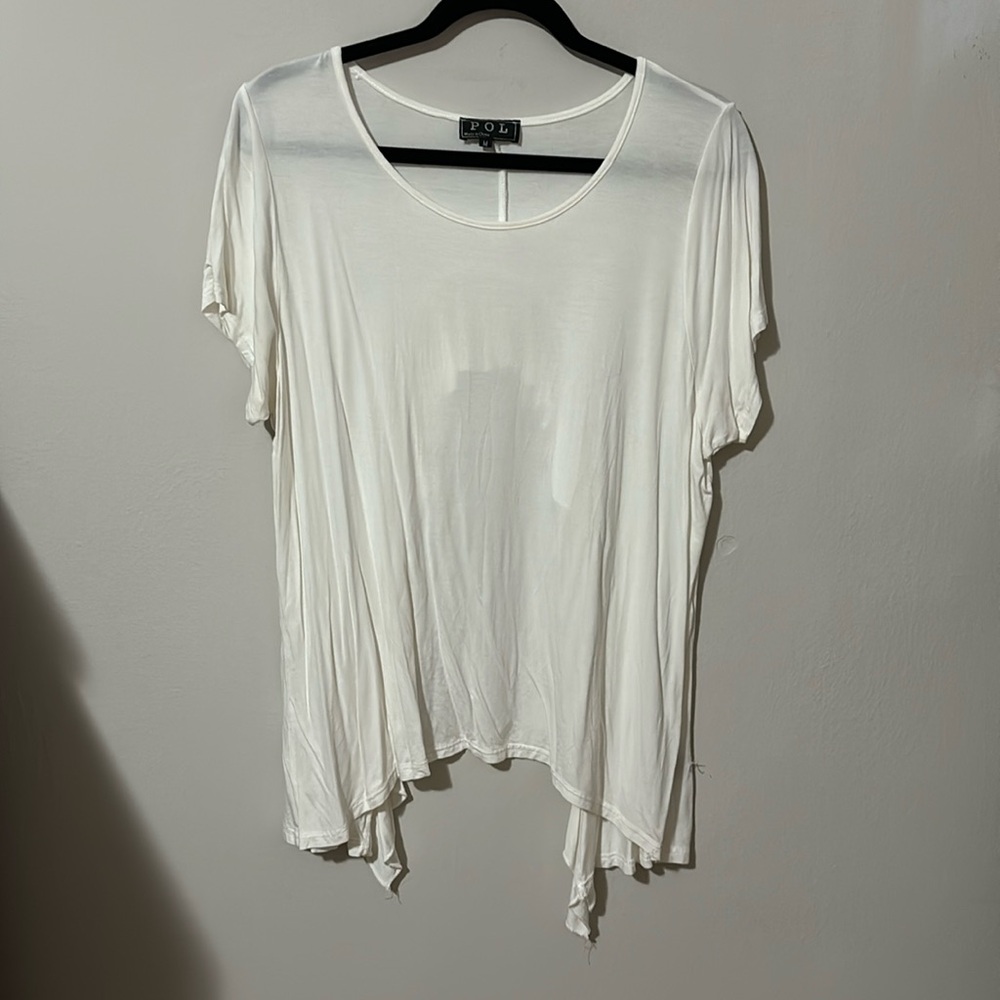 POL Open Back Draped Shirt Blouse White‎